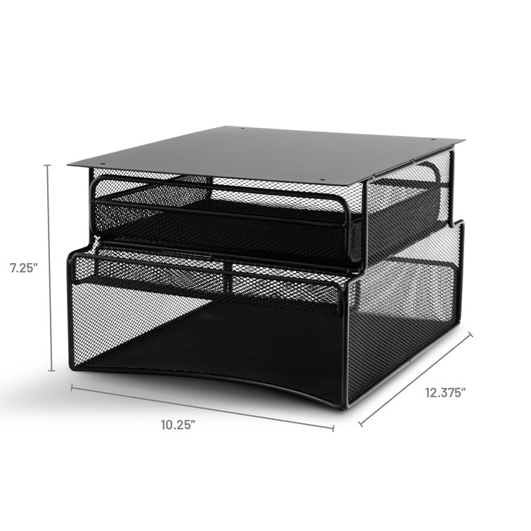 Mesh Desk Organizer and Storage - Office Organizer with 3 Sliding