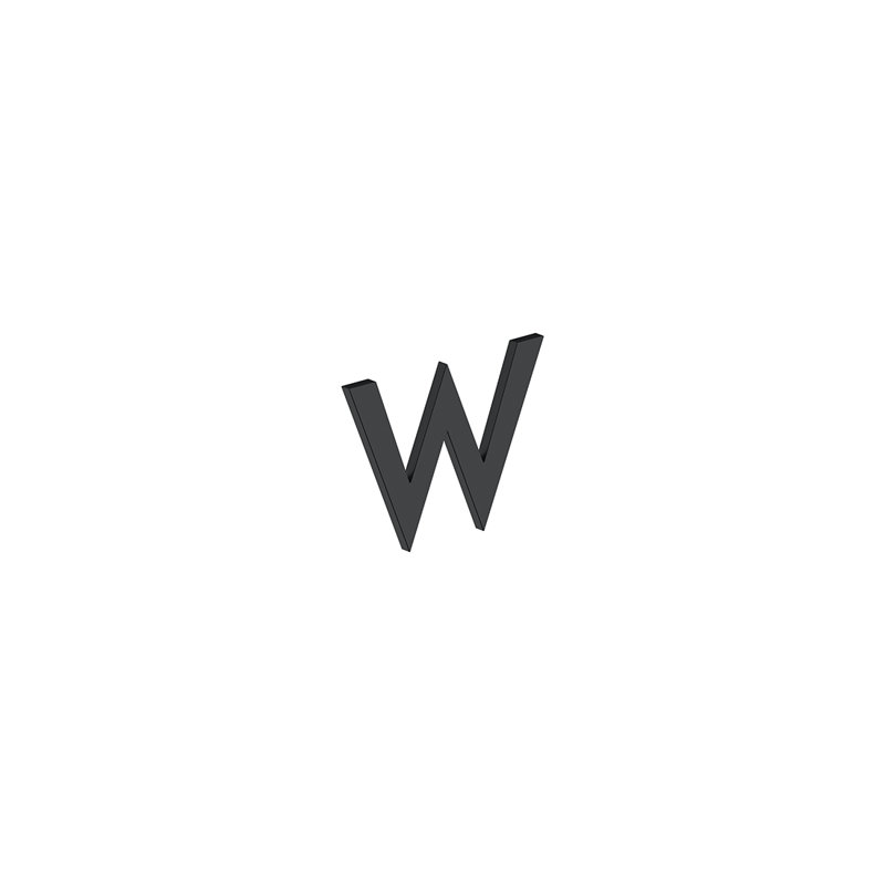 Deltana RNB-WU19 4" LETTER W, B SERIES WITH RISERS, STAINLESS STEEL in Paint Black, Paint Black