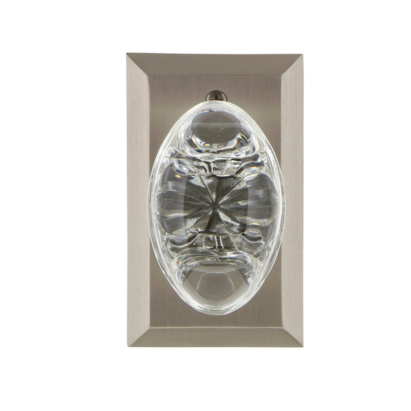 Studio Plate with Oval Clear Crystal Door Knob, 2-3/4”, Satin Nickel