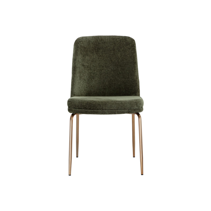 Zeke Upholstered Dining Chair, Antique Brass, Green