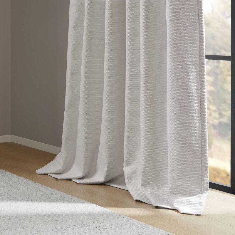 Karien Sound Blocking/Total Blackout Curtain Panel Pair, White, 52" W x 95" L