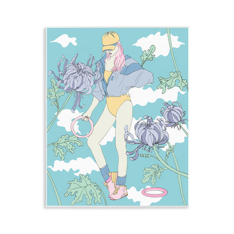  «L'exercice fille avec nuages», art mural par Melissa Wang