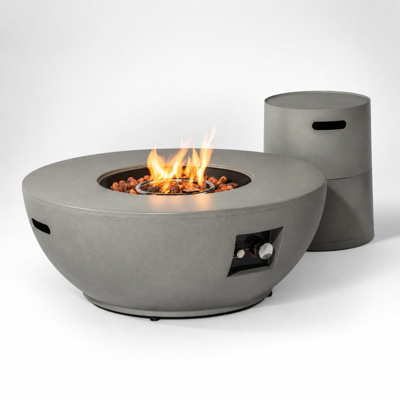 Table de foyer ronde au propane de 91 cm (36 po) avec porte-bouteille et couvercle antirouille amovible