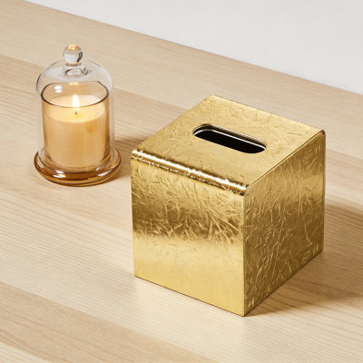 Magnetic Tissue Box Cover Holder With Adhesive Plates, Decorative Gold Tissue Box Organizer For Toilet Tank, Vanity, Desk, Car Dashboard And Countertop
