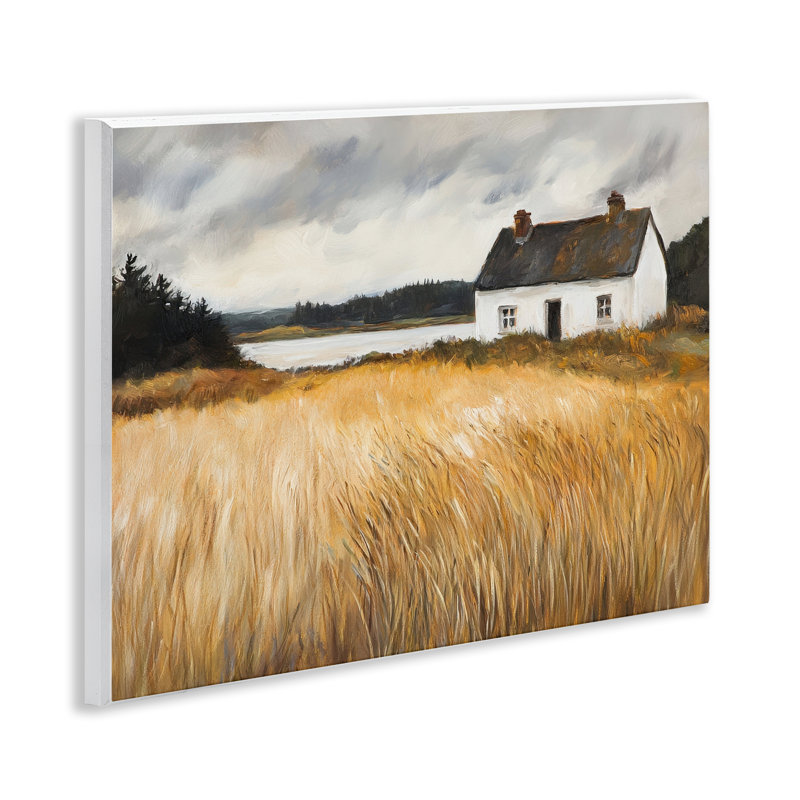 Plaque murale Maison blanche sur blé, design par Petal Prints Design