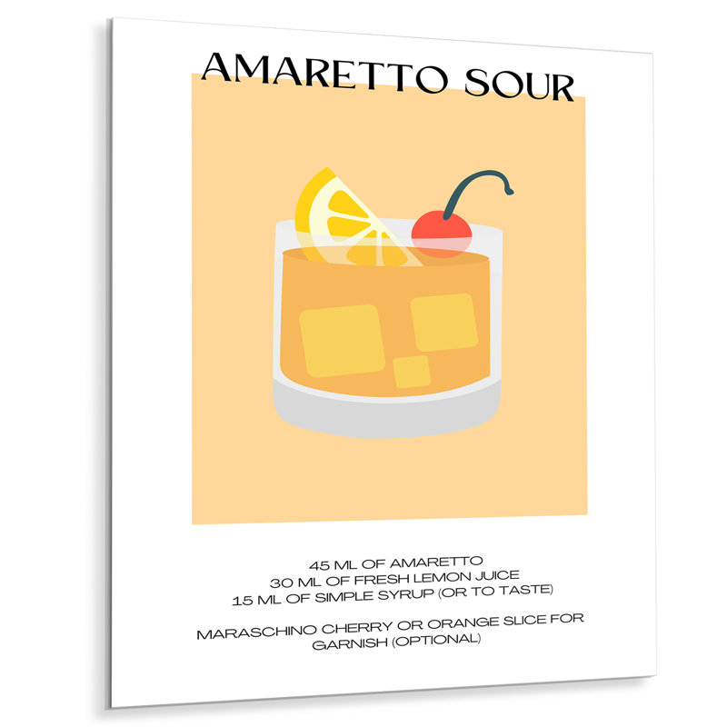 Amaretto Sour Liqueur Recipe - Art mural cocktails, Sans cadre, H 40 po x l 30 po