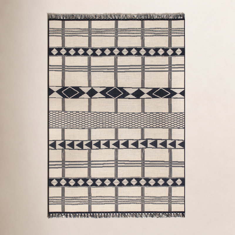 Tapis géométrique beige intérieur / extérieur, Rectangle 4 pi x 6 pi