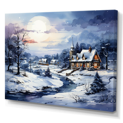 «Frost Holiday Christmas Village III - Winter Landscape», art mural