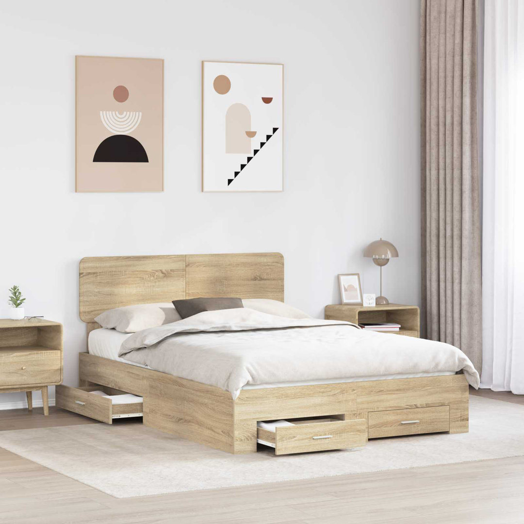 Bed Frame With Drawer Sonoma Oak 140 X 200 Cm Engineered Wood