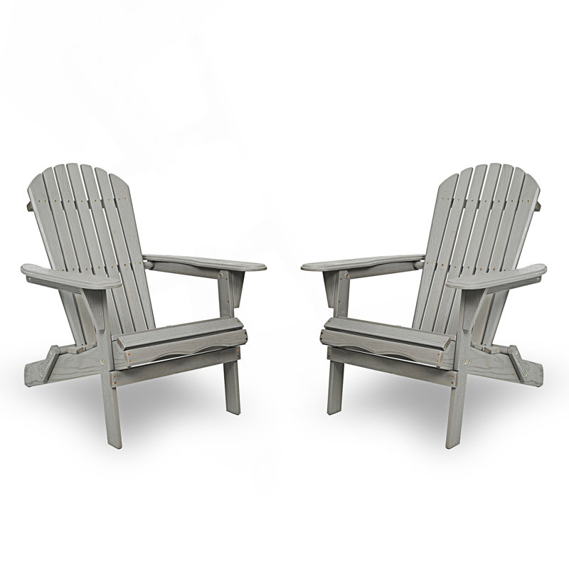 Ensemble de 2 chaises Adirondack pliantes pour l'extérieur et méridienne, Gris