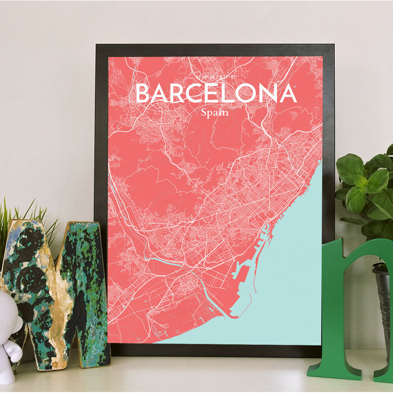 Barcelona City Map - No Frame Print, 43.2cm H x 27.9cm W x 0.13cm D