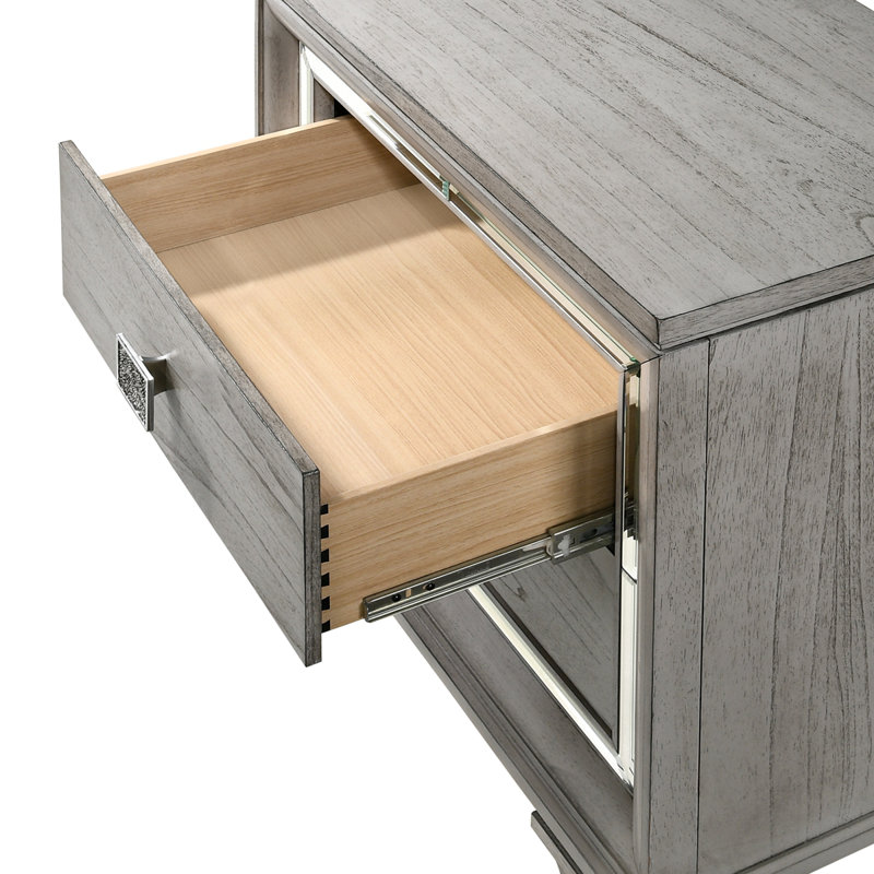 Table de bout contemporaine à 2 tiroirs de rangement avec table de bout et miroir