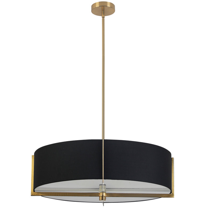 Luminaire suspendu incandescent 4 lumières Braidon, Laiton vieilli, Noir
