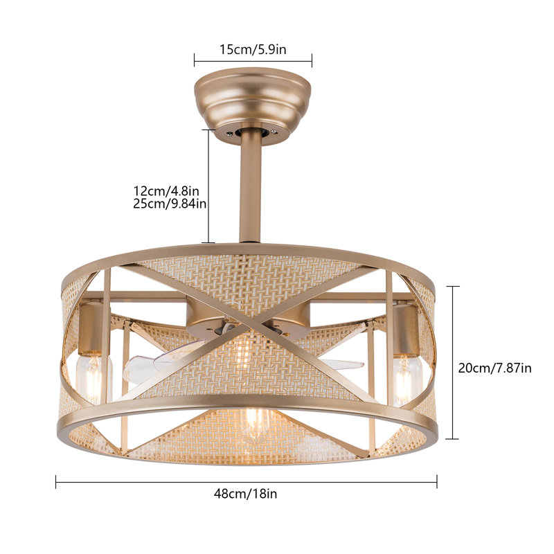 Ventilateur de plafond intelligent 18 pouces avec lumière et télécommande Shondale