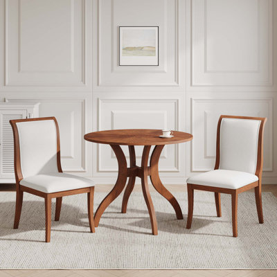 Ensemble de 2 chaises d'appoint traditionnelles rembourrées en bois massif