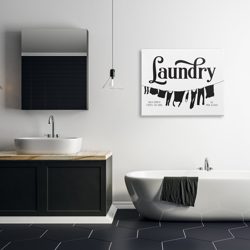 Publicité rétro "corde à linge" par lettrage et doublure - impression sur cadre flottant, Toile tendue, H 30 po x l 40 po