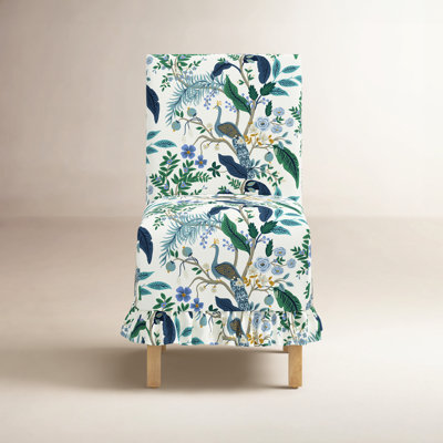 Louise Slipcover Dining Chair In Peacock Blue & White