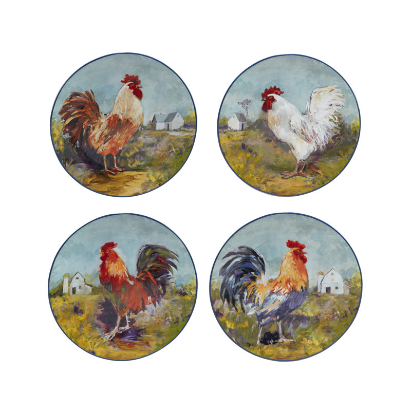 Rooster Meadow Multicolor Ceramic 16-Piece Dinnerware Set