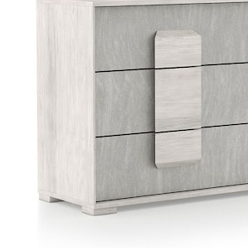 Nomi Wide Dresser, 6 Drawers And Melamine Top, Stone Gray Front
