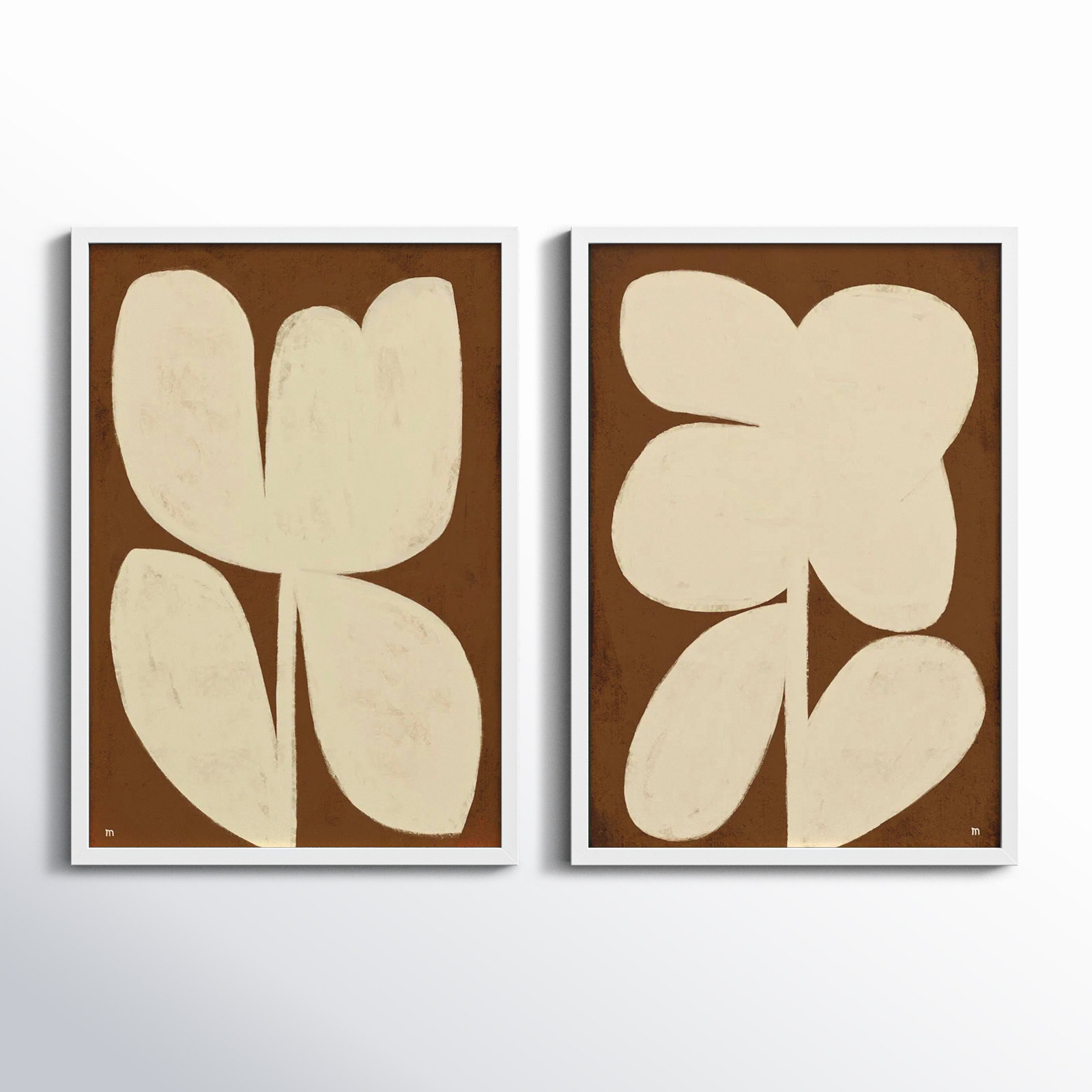 Flower Set Of 2 by StudioM, White Framed, 25" H x 17.5" W x 1.25" D