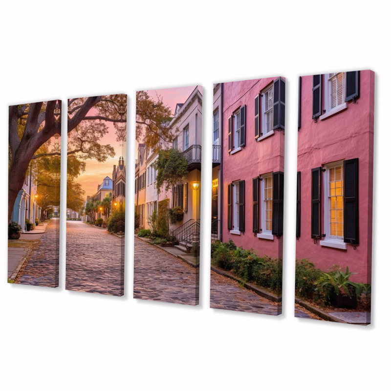 «South Carolina Historic Charm of Charleston», reproduction sur toile tendue de 5 pièces