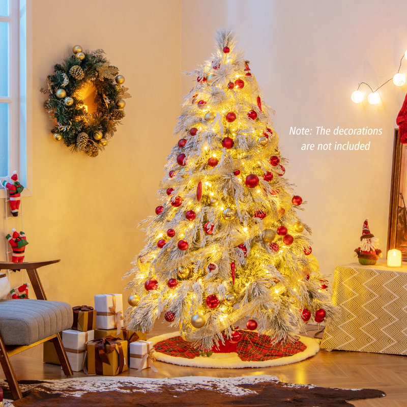 6 pi Arbre de Noël floqué avec lumière DEL, 6'