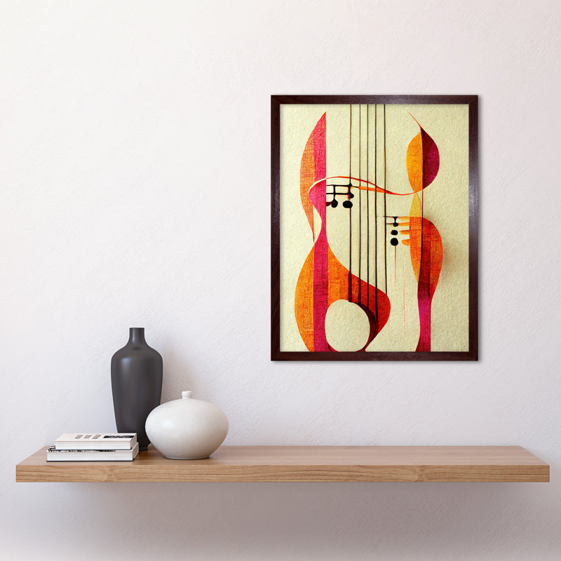 Abstract Boho Musical Music Symbol Clef - Print, 43cm H x 33cm W x 2cm D, Brown Framed Unframed