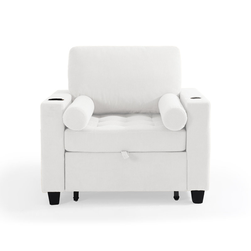 Convertible Sofa Bed Chair 3-In-1 Multi-Functional Sleeper Single Chair Bed With Modern Fabric, Beige