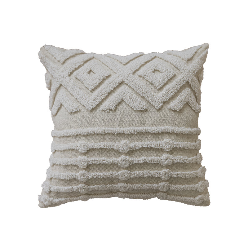 Housse de coussin en coton touffeté Boho, décor bohémien texturé pour canapé ou lit, H 18 po x l 18 po