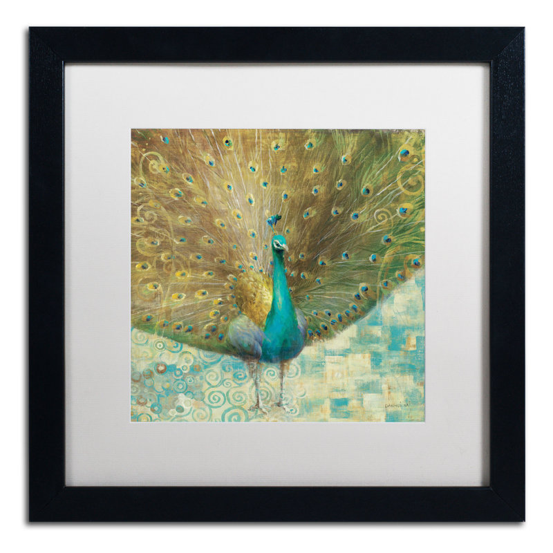 « bleu vert » on gold» par danhui nai, reproduction d’art encadrée, H 16 po x l 16 po, Blanc