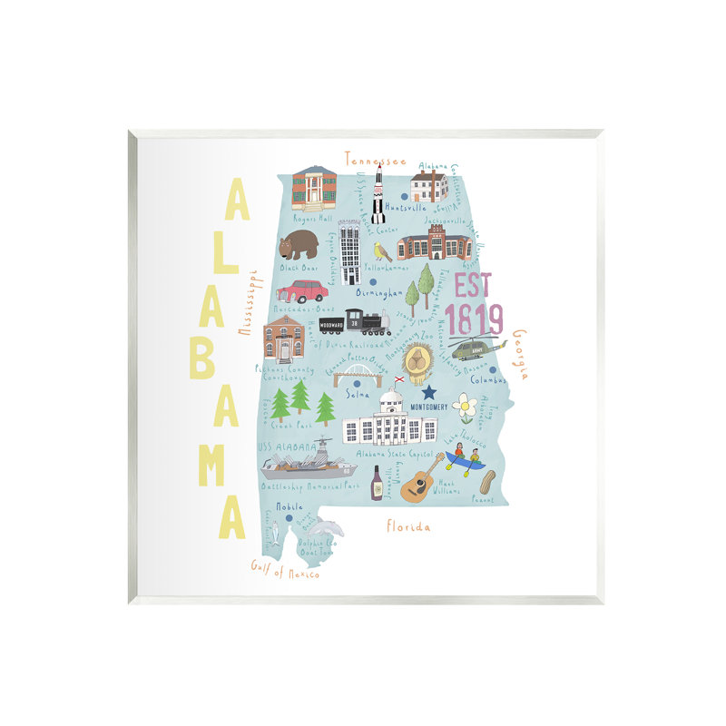 Au-608, estampe numérique de l'Alabama, États-Unis, impression, L 12 po x H 12 po x P 0,5 po, Mdf