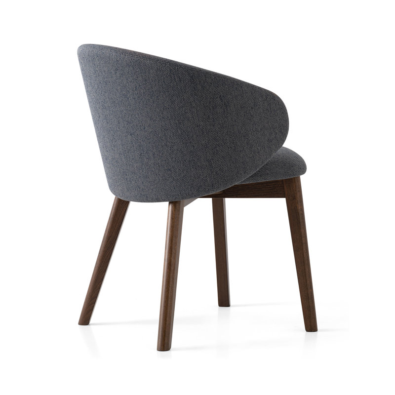 Tuka Upholstered Armchair with Wooden Frame, Camel Brown, Smoke