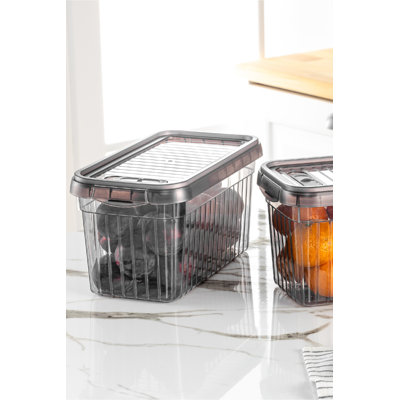 Durable Storage Box Set (3 Pieces), Anthracite Color, 6.0 x 11.6 x 6.0 inches | 100% Plastic, 4.2 Quart Capacity | Dishwasher Safe, Ideal for Organizing Home, Office & Kitchen Spaces, Stackable Design