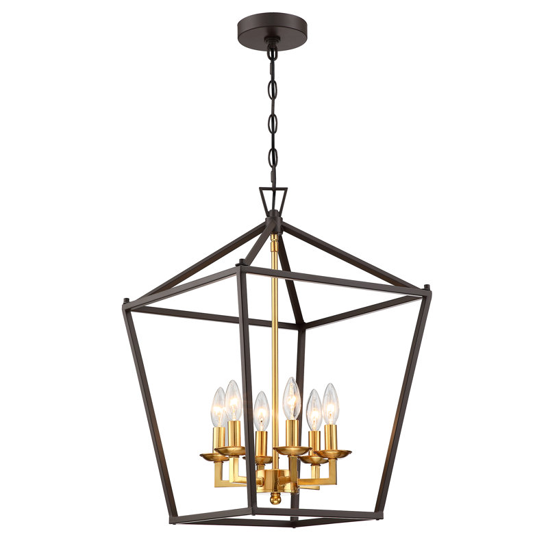 Lustre géométrique à 6 lumières Gurjit, Doré et bronze