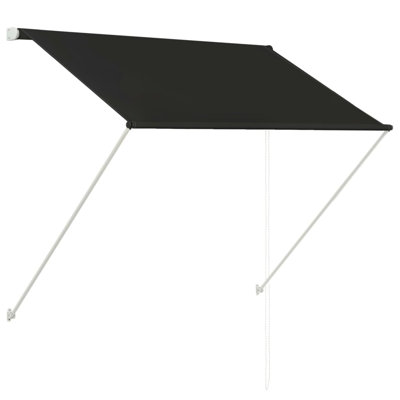 Arlmont & Co. 60'' D Polyester Anthracite Cover Retractable Door / Window Awning