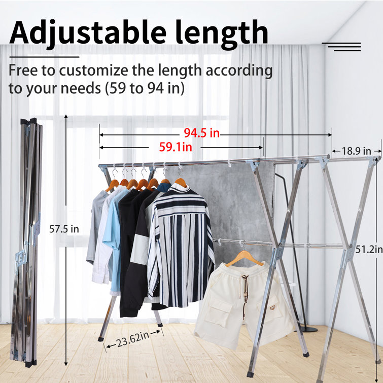 Balcony Drying Rack, Stainless Steel Space-Saving Laundry Rack, Folding  Retractable Collapsible Drying Rack, Shoe Rack, For Clothes, Shoes, Potted