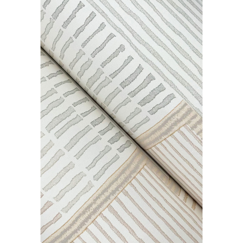 Papier peint gris La Broderie, Beige