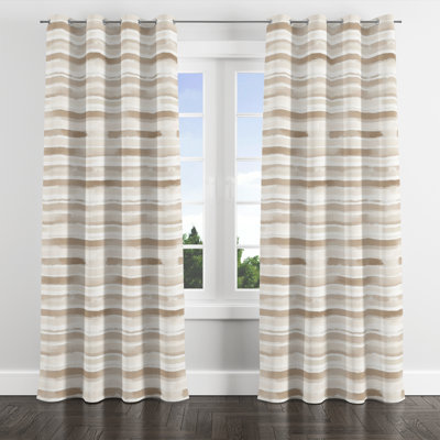 Rideaux à rayures - Rideau à œillets beige et sable - 1 panneau