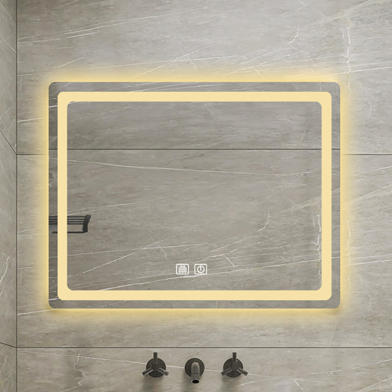 Miroir de salle de bain simple à DEL en cristal poli