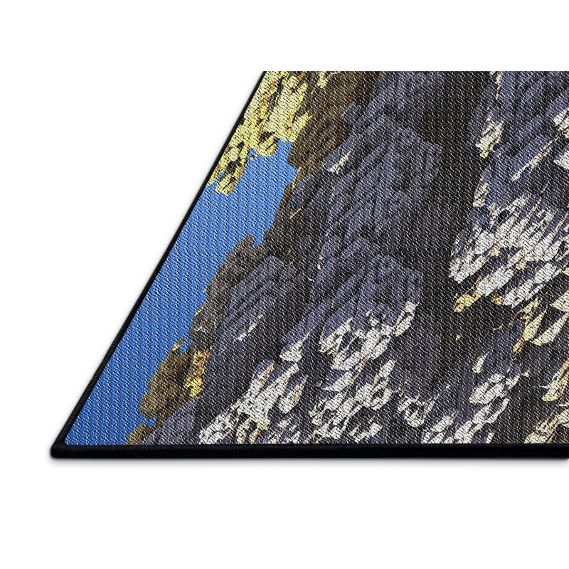 Tapis bleu/noir/gris à tisser électrique, Rectangle 5 pi x 7 pi