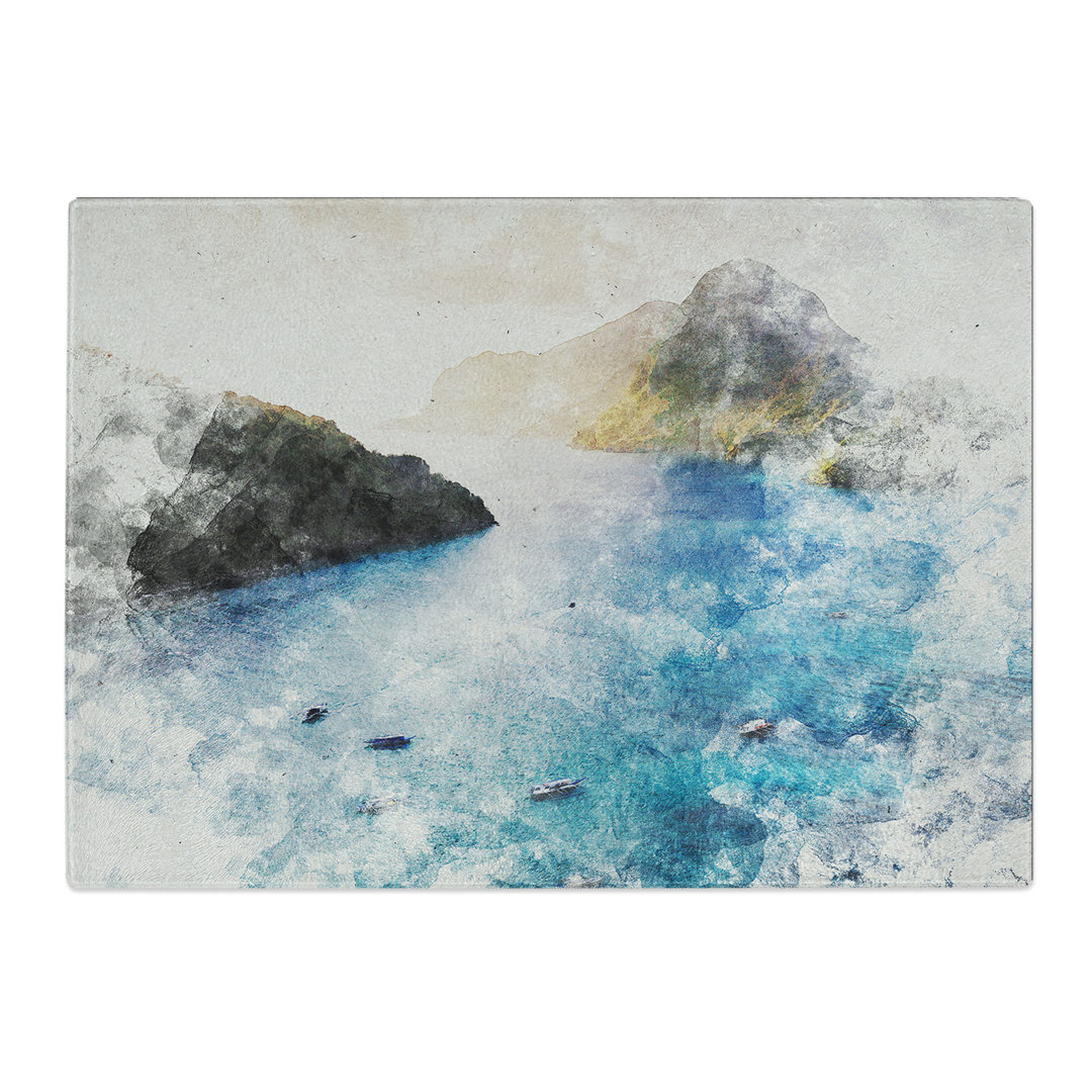 Boats in El Nido in the Philippines Watercolour Chopping Board