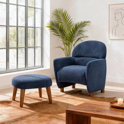 Fauteuil paresseux de style moderne avec repose-pieds - Canapé de loisir rembourré en tissu, fauteuil d'angle de lecture pour petit espace
