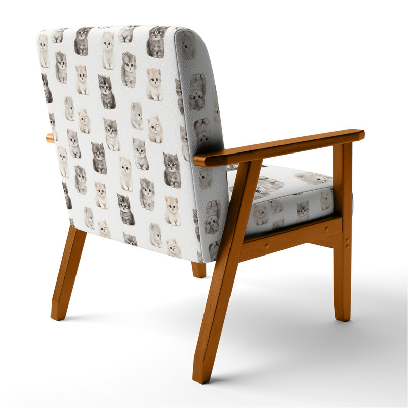 Chaise d'appoint Kids Kittens, Accoudoirs carrés bruns