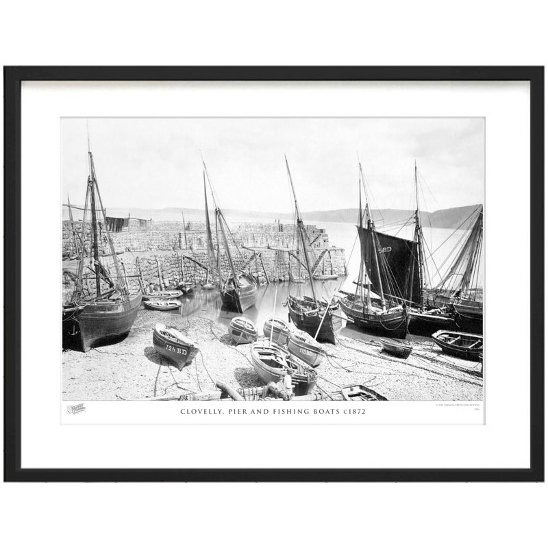 Clovelly, Pier And Fishing Boats C1872 - Single Picture Frame Print, 60cm H x 80cm W x 2.3cm D