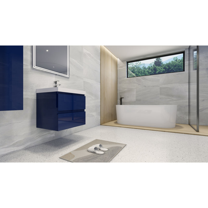 Ensemble de meuble-lavabo simple 24 po Hridhaan, Bleu nuit