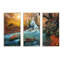 «Fast Flowing Fall River In Forest», ensemble d'art mural sur toile encadré paysage-356640754-356640767