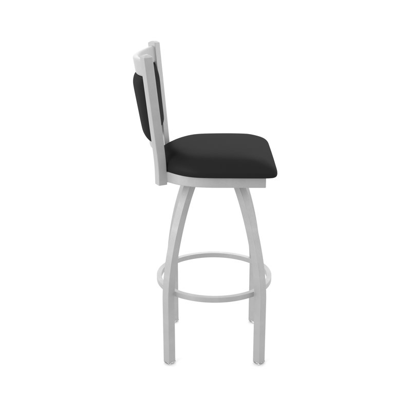 Tabouret pivotant Hadleigh, Vinyle noir, Nickel anodisé, Tabouret de bar (siège d’une hauteur de 30 po)