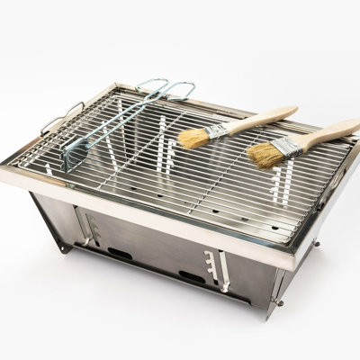 Barbecue portatif à charbon de bois de pique-nique - Surface de plaque de camping extérieure en acier plié et rouille