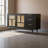 Mid-Century Modern Solid Wood Rattan Sideboard