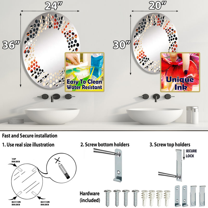 Miroir mural oval, 29,5 po x 19,6 po